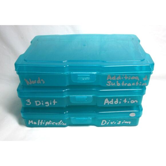 Bright Creations Three Turquoise Storage Boxes Plastic Transparent Snap Lid 4x6 - Picture 2 of 3